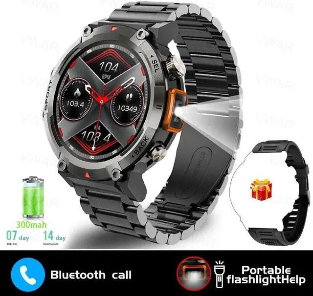Main image of S100 Smart Watch Men With Flashlight Outdoor Sport Fitness Tracker Blood Pressure   Waterproof Smartwatch for Android IOS