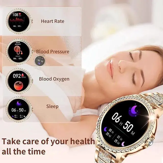 Alt view image 6 of 6 - VWAR Smart Watch Ladies Sport Fitness Bluetooth Call Waterproof IP67 Bracelet True Red Blood Oxygen Tracker Smartwatch Woman