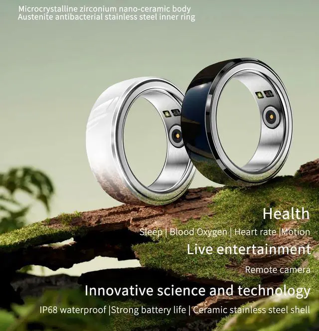 Alt view image 2 of 6 - Smart Ring VWAR R2 Activity Tracker Blood Oxygen Blood Pressure Heart Rate Sleep Monitor Waterproof Heart Men Women Smart finger