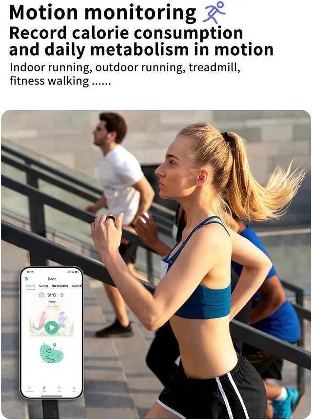 Alt view image 3 of 6 - Smart Ring VWAR R2 Activity Tracker Blood Oxygen Blood Pressure Heart Rate Sleep Monitor Waterproof Heart Men Women Smart finger