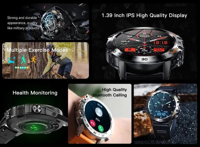 Alt view image 5 of 6 - Falcon Smartwatch Bluetooth Call Rugged Sports Smartwatch for Men with Fitness Tracking, 24H Heart Rate Monitoring SPO2