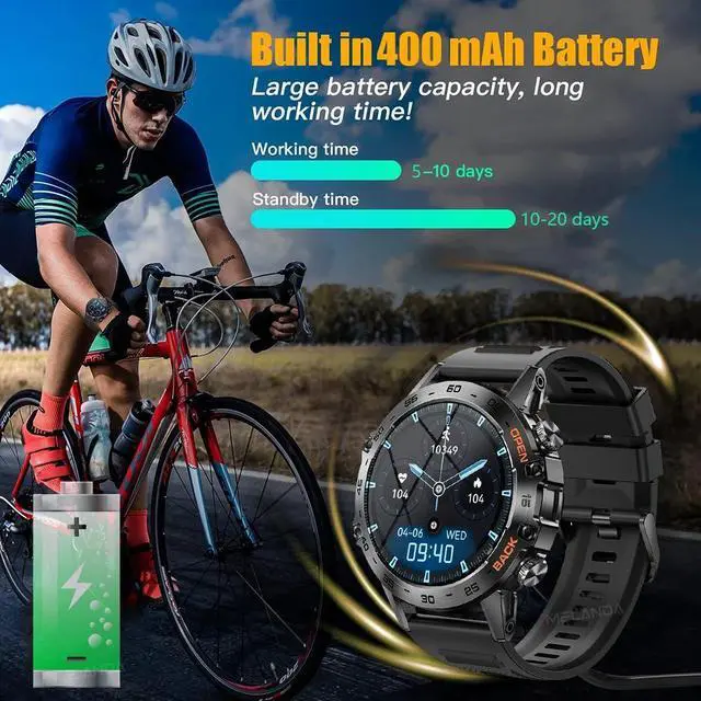 Alt view image 6 of 6 - 1.39inch Bluetooth Call Smart Watch Men Sports Fitness Tracker IP68 Waterproof Smartwatch for Android IOS 400mAh