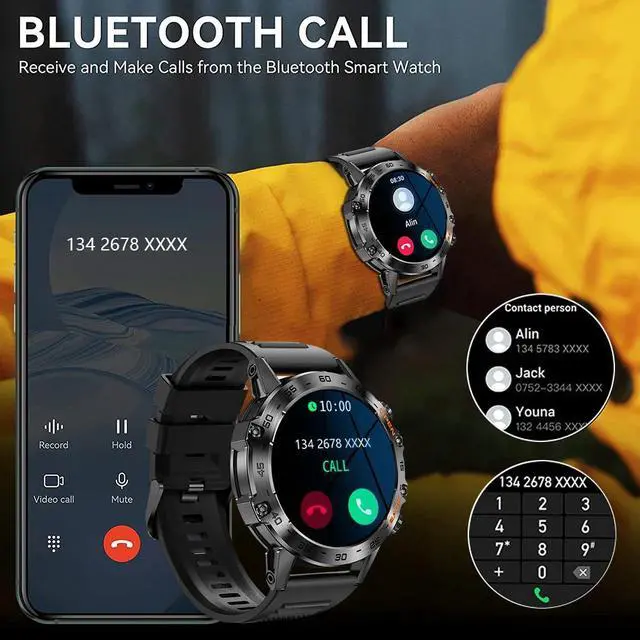 Alt view image 3 of 6 - 1.39inch Bluetooth Call Smart Watch Men Sports Fitness Tracker IP68 Waterproof Smartwatch for Android IOS 400mAh