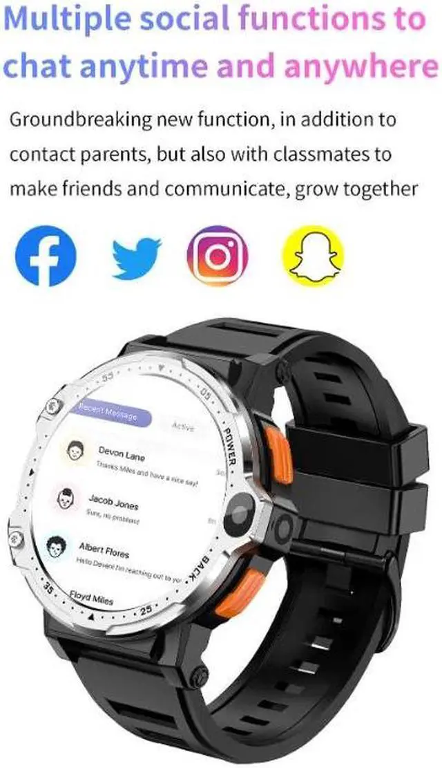 Alt view image 4 of 5 - 4G Android Smart Watch Men's SIM Card Mobile Phone Sports Fitness Smart Watch  HD Camera GPS Heart Rate Blood Oxygen Monitoring
