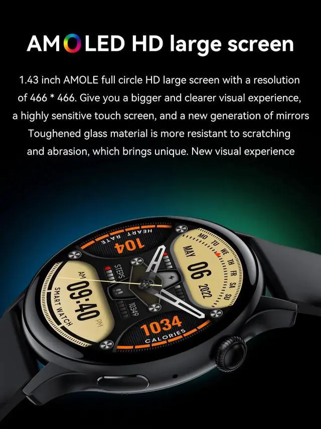 Alt view image 2 of 6 - HK85 Smart Watch Men AMOLED Screen NFC Waterproof Sport Fitness Tracker Bluetooth Call Smartwatch Women For Android IOS