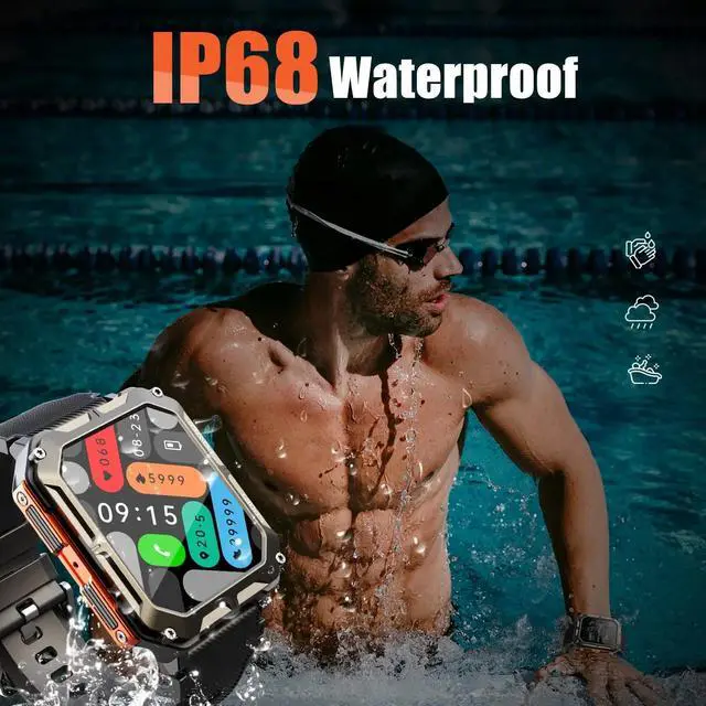 Alt view image 5 of 6 - C20 Pro Military Smart Watch for Men Bluetooth Call Rugged Tactical Smartwatch 5 ATM Waterproof Outdoor Sports Fitness Tracker