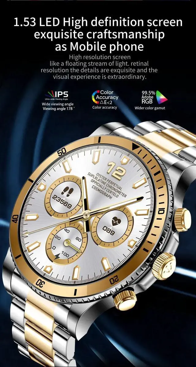 Alt view image 3 of 6 - Smart Watches Mens Blood Oxygen Heart Rate Bluetooth Call  Business SmartWatch Men's Waterproof