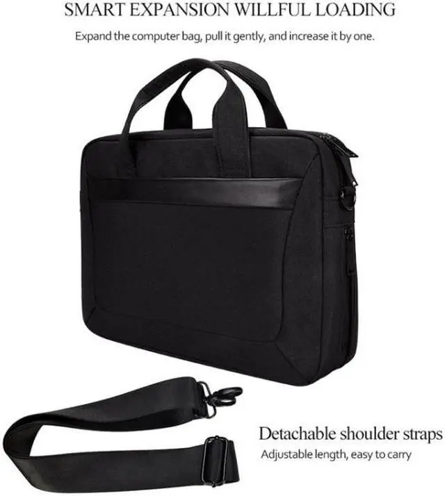 Alt view image 4 of 7 - DJ06 Oxford Cloth Waterproof Wear-resistant Portable Expandable Laptop Bag for 14.1 inch Laptops, with Detachable Shoulder Strap (Black)