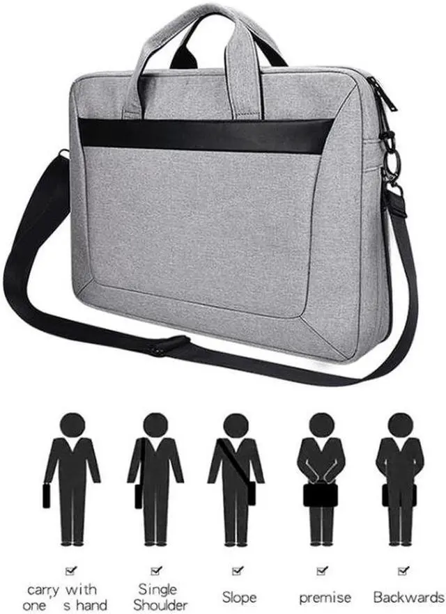 Alt view image 5 of 7 - DJ06 Oxford Cloth Waterproof Wear-resistant Portable Expandable Laptop Bag for 14.1 inch Laptops, with Detachable Shoulder Strap (Black)