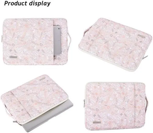 Alt view image 3 of 5 - G4-89  PU Laptop Case Tablet Sleeve Bag with Telescoping Handle, Size: 12 Inch 12 Inch (Light Pink)
