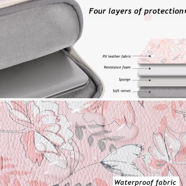 Alt view image 4 of 5 - G4-89  PU Laptop Case Tablet Sleeve Bag with Telescoping Handle, Size: 12 Inch 12 Inch (Light Pink)