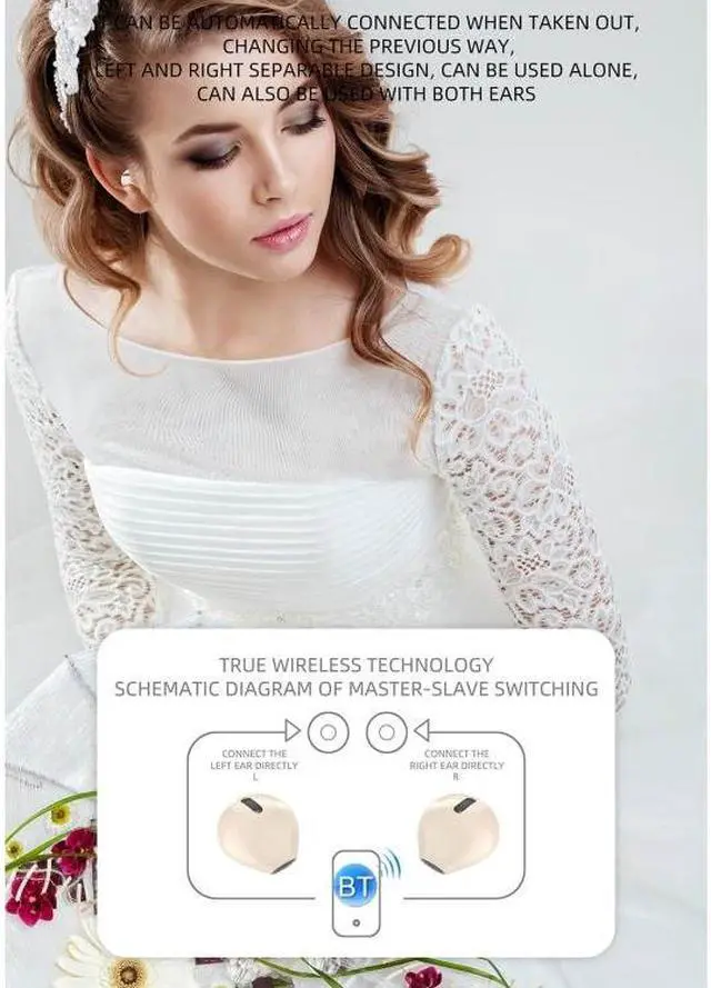 Alt view image 7 of 7 - X6WS Mini Noise Reduction Digital Display TWS Wireless Bluetooth Earphone (White)