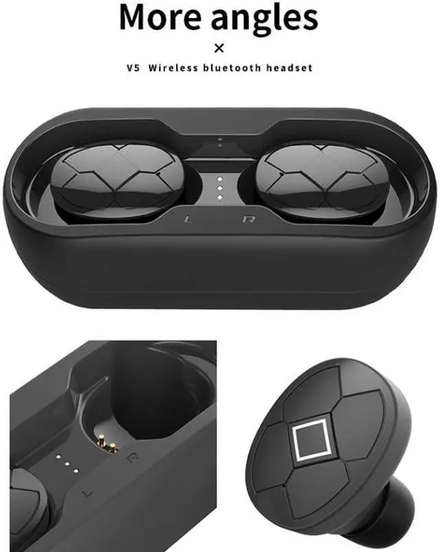 Alt view image 4 of 7 - V5-TWS Bluetooth V5.0 Wireless Stereo Headset with Charging Case, Support Intelligent Pairing & Siri Voice(Black)