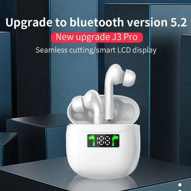 Alt view image 3 of 7 - J3 Pro TWS Hifi Wireless Bluetooth 5.2 Earphone LED Display Waterproof Sports Gaming Headset Noise Earbuds (Black)