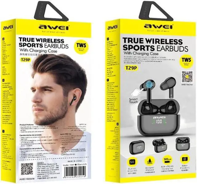 Alt view image 5 of 7 - awei T29P Bluetooth V5.0 LED Digital Display Ture Wireless Sports IPX4 Waterproof TWS Headset with Charging Case