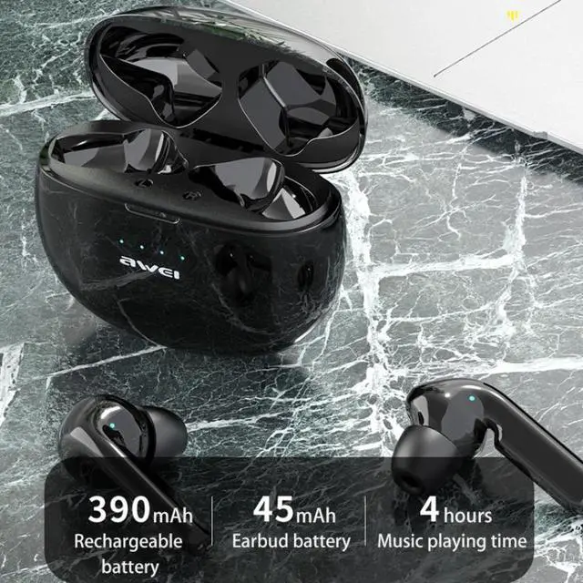 Alt view image 6 of 7 - awei T15 TWS Bluetooth V5.0 Ture Wireless Sports Headset with Charging Case(Black)
