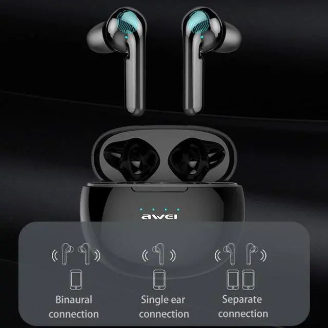 Alt view image 7 of 7 - awei T15 TWS Bluetooth V5.0 Ture Wireless Sports Headset with Charging Case(Black)