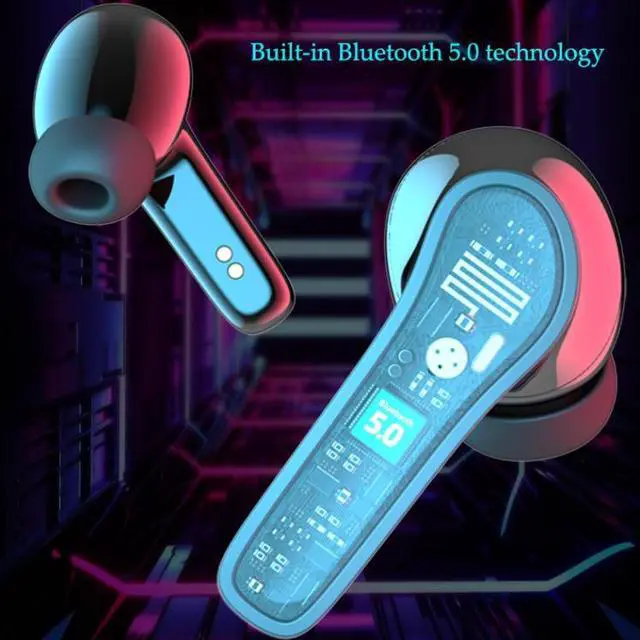 Alt view image 3 of 7 - TWS-Y03 Bluetooth 5.2 Zero Delay Game Earphones with LED Digital Display Charging Box (Black)