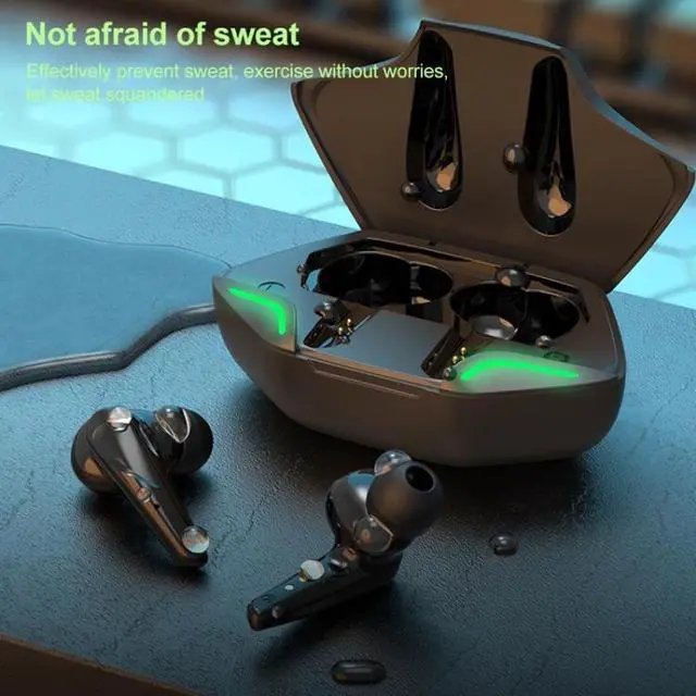 Alt view image 6 of 7 - TWS-G11 Bluetooth 5.0 Low Latency TWS Stereo Gaming Earphone with Cool LED(Black) (Yellow)
