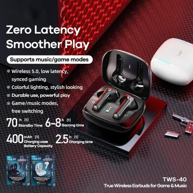 Alt view image 2 of 3 - REMAX TWS-40 True Wireless Music Gaming Bluetooth Earphone (Black)