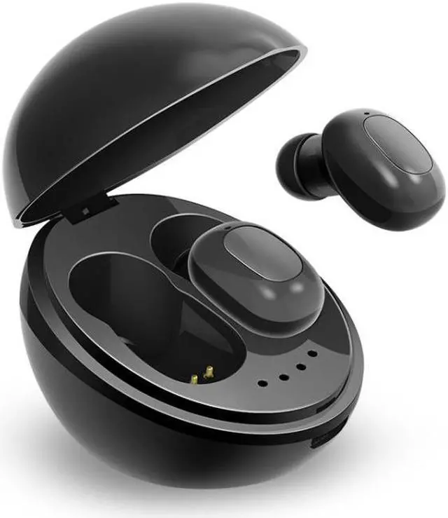 Alt view image 2 of 6 - A10 TWS Space Capsule Shape Wireless Bluetooth Earphone with Magnetic Charging Box & Lanyard, Support HD Call & Automatic Pairing Bluetooth (Black White)