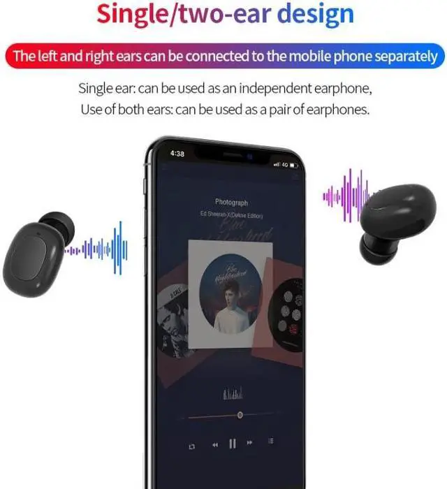 Alt view image 3 of 6 - A10 TWS Space Capsule Shape Wireless Bluetooth Earphone with Magnetic Charging Box & Lanyard, Support HD Call & Automatic Pairing Bluetooth (Black White)