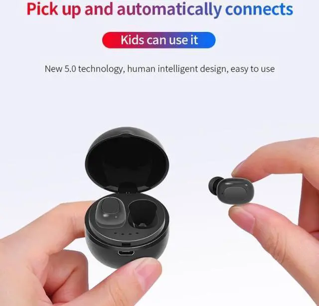 Alt view image 4 of 6 - A10 TWS Space Capsule Shape Wireless Bluetooth Earphone with Magnetic Charging Box & Lanyard, Support HD Call & Automatic Pairing Bluetooth (Black White)