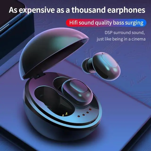 Alt view image 6 of 6 - A10 TWS Space Capsule Shape Wireless Bluetooth Earphone with Magnetic Charging Box & Lanyard, Support HD Call & Automatic Pairing Bluetooth (Black White)