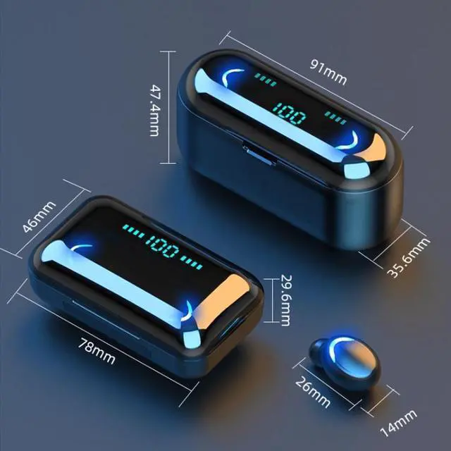 Alt view image 3 of 7 - F9-5 Bluetooth 5.0 TWS Wireless Binaural Bluetooth Earphone with Charging Box & Support Call  & LED Digital Display (Black)