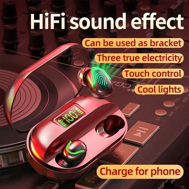 Alt view image 4 of 5 - T2 Bluetooth 5.0 TWS Touch Digital Display True Wireless Bluetooth Earphone with Charging Box (White)