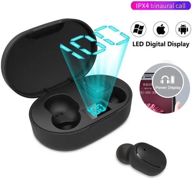 Alt view image 2 of 7 - E6S LED Display Wireless Earphone TWS  Bluetooth V5.3 Headsets Waterproof Bluetooth Earbuds E6S (Black)