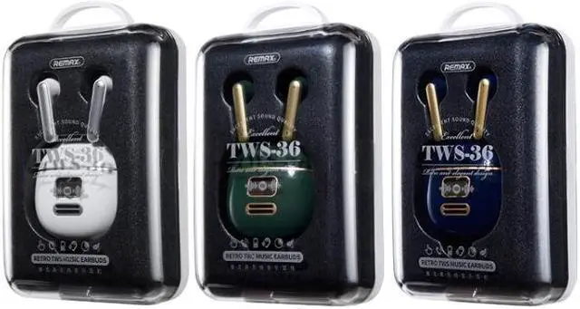 Alt view image 3 of 4 - REMAX TWS-36 Retro True Wireless Music Bluetooth Earphone (Blue) Black