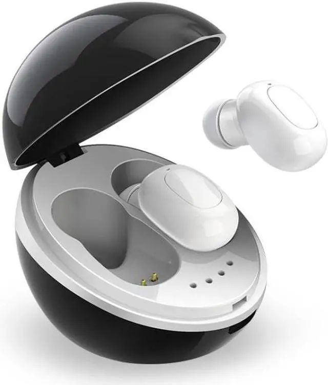 Main image of A10 TWS Space Capsule Shape Wireless Bluetooth Earphone with Magnetic Charging Box & Lanyard, Support HD Call & Automatic Pairing Bluetooth (Black White)