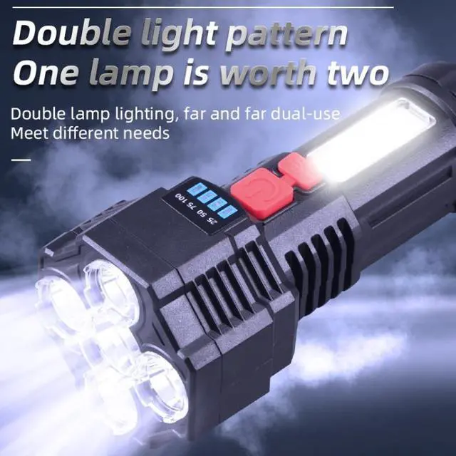 Alt view image 2 of 4 - F-T25 Strong Bright 5 Core LED Flashlight USB Rechargeable Powerful Torch F-T25