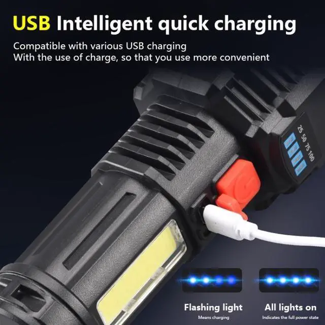 Alt view image 4 of 4 - F-T25 Strong Bright 5 Core LED Flashlight USB Rechargeable Powerful Torch F-T25