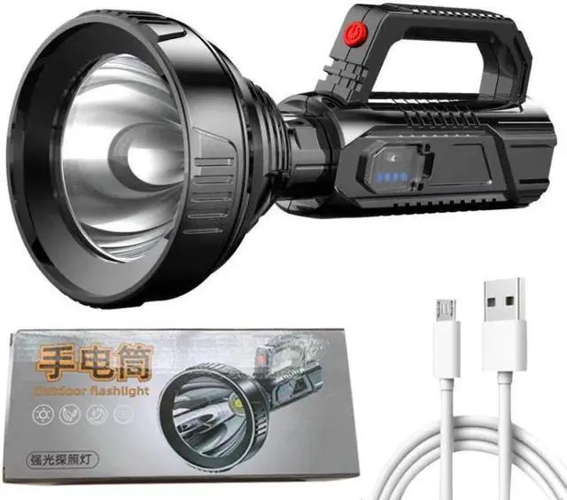 Alt view image 2 of 6 - HK788 Strong Handheld Flashlight USB Rechargeable Outdoor Searchlight