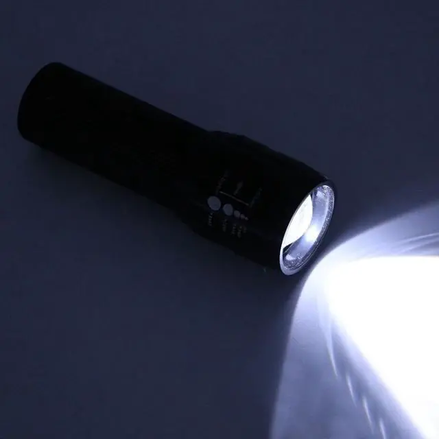 Alt view image 5 of 5 - 2 PCS Three-Speed Zoom LED Flashlight Mini Aluminum Flashlight (Black)