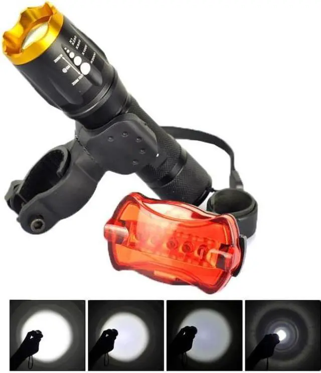 Main image of LT-TJ CREE XM-L T6 5-Modes LED Flashlight , 2000 LM Adjustable Focus with Bicycle Tail Light & Mounting Clip