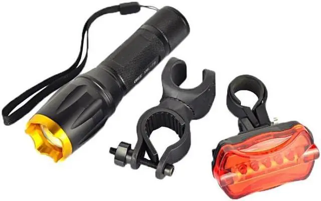 Alt view image 2 of 7 - LT-TJ CREE XM-L T6 5-Modes LED Flashlight , 2000 LM Adjustable Focus with Bicycle Tail Light & Mounting Clip