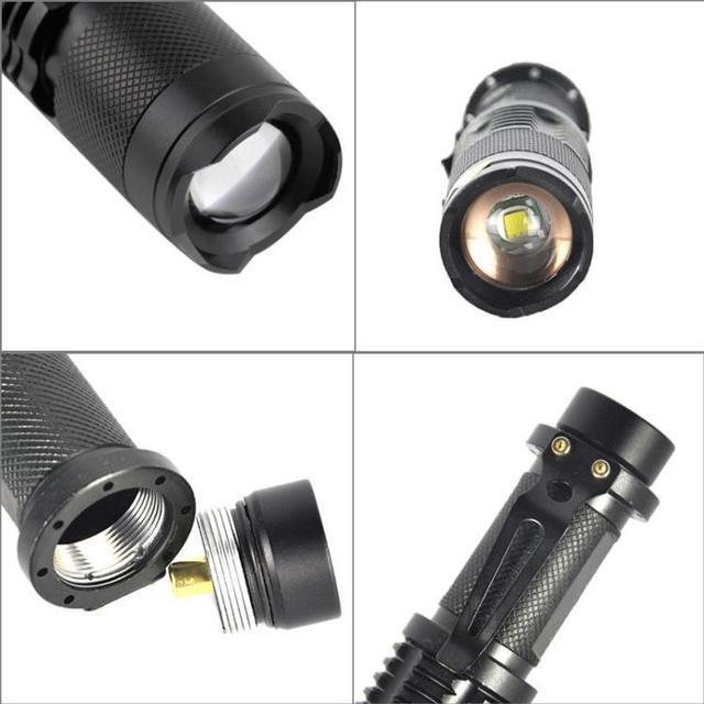 Alt view image 4 of 7 - LT-HX CREE XM-L T6 5-Modes White Light LED Flashlight, 2200 LM Mini Telescopic (Black)