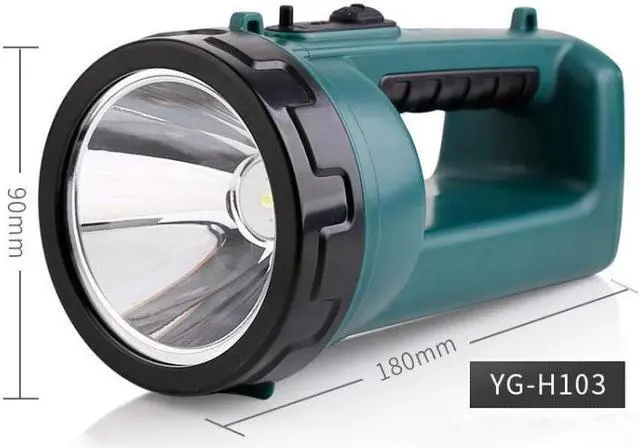 Alt view image 3 of 7 - YAGE H103 Strong Light Long Shot LED Searchlight Outdoor Rechargeable High Power Emergency Flashlight (Black Green)