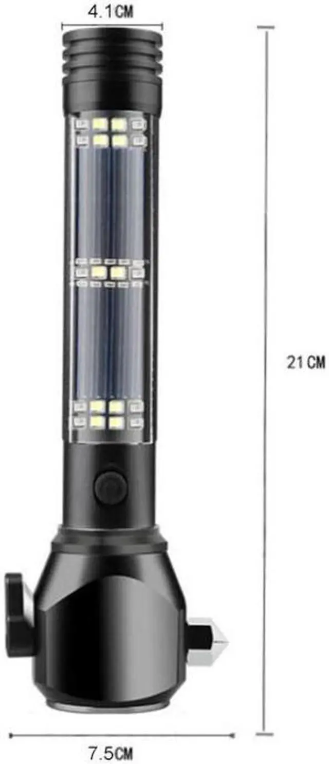 Alt view image 3 of 7 - Multi-functional Car Safety Hammer Solar Alarm Emergency Working Flashlight (Red)