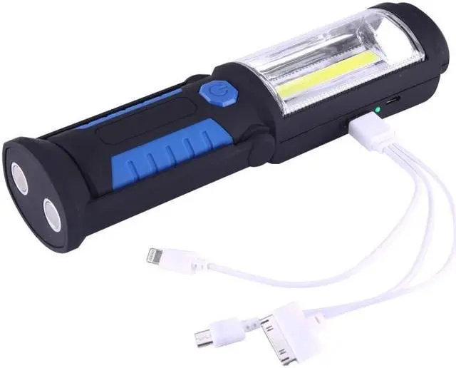 Alt view image 4 of 7 - PR5W-1 5W COB+1W F8 IP43 Waterproof White Light LED Torch Work Light , 400 LM Multi-function USB Charging Portable Emergency Work Stand Light with Magnetic & 360 Degrees Swivel Hook (Red)