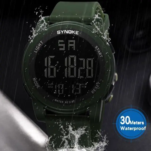 Alt view image 6 of 7 - SYNOKE 9002 Men Outdoor Waterproof Sports Watch Multifunctional Luminous Digital Watch (Black)