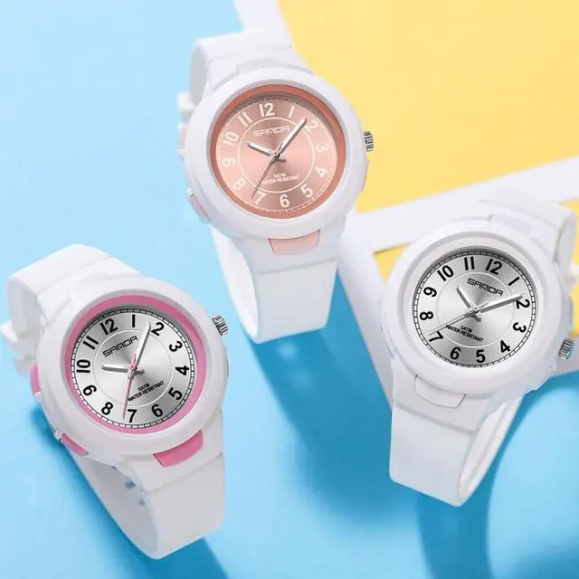 Alt view image 3 of 6 - SANDA 6095 Student Sports Waterproof Electronic Watch (White Pink)