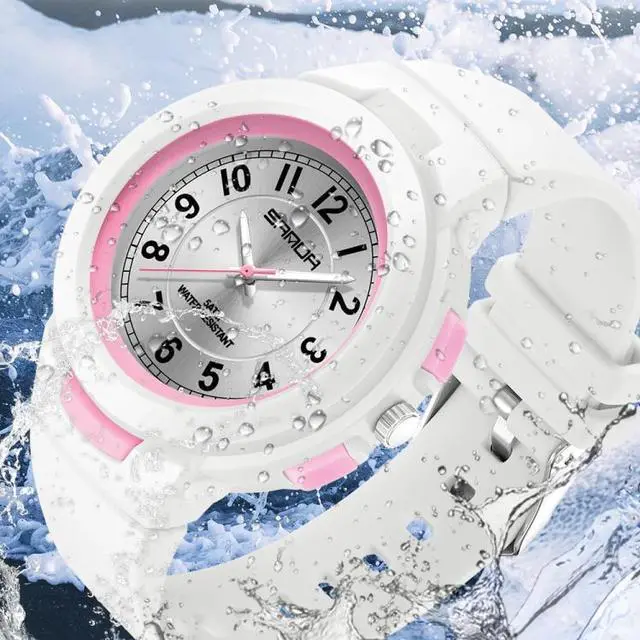 Alt view image 4 of 6 - SANDA 6095 Student Sports Waterproof Electronic Watch (White Pink)