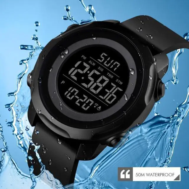Alt view image 7 of 7 - Skmei 1540 Fashion Outdoor Sports Large Dial Student Watch Multi Function Waterproof Mens Electronic Watch (Rose Red)