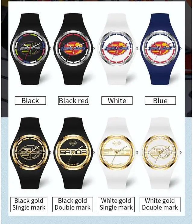 Alt view image 2 of 7 - SANDA 6077 Simple Icon Round Dial Ladies Silicone Strap Quartz Watch (White Gold Dual Mark)