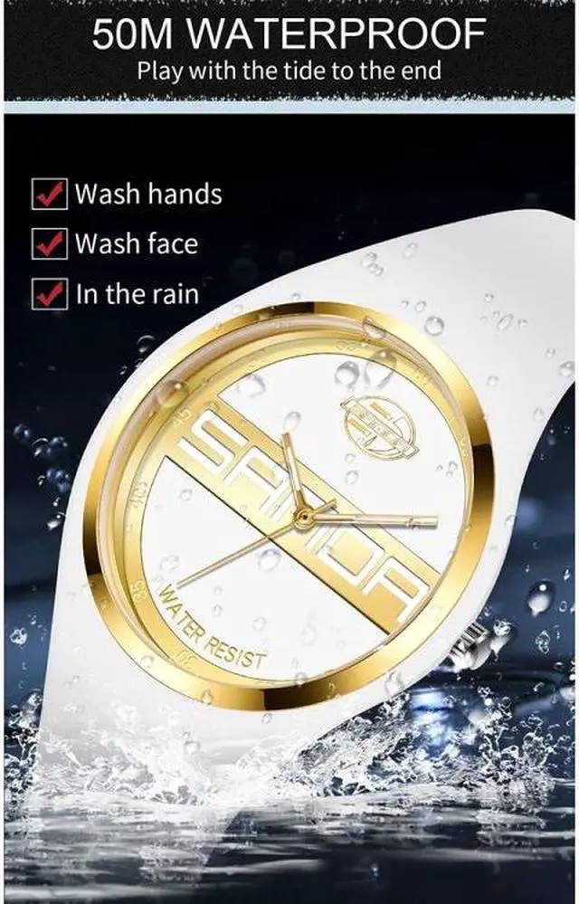 Alt view image 6 of 7 - SANDA 6077 Simple Icon Round Dial Ladies Silicone Strap Quartz Watch (White Gold Dual Mark)