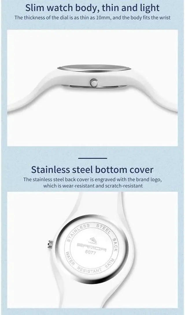 Alt view image 4 of 7 - SANDA 6077 Simple Icon Round Dial Ladies Silicone Strap Quartz Watch (White Gold Dual Mark)
